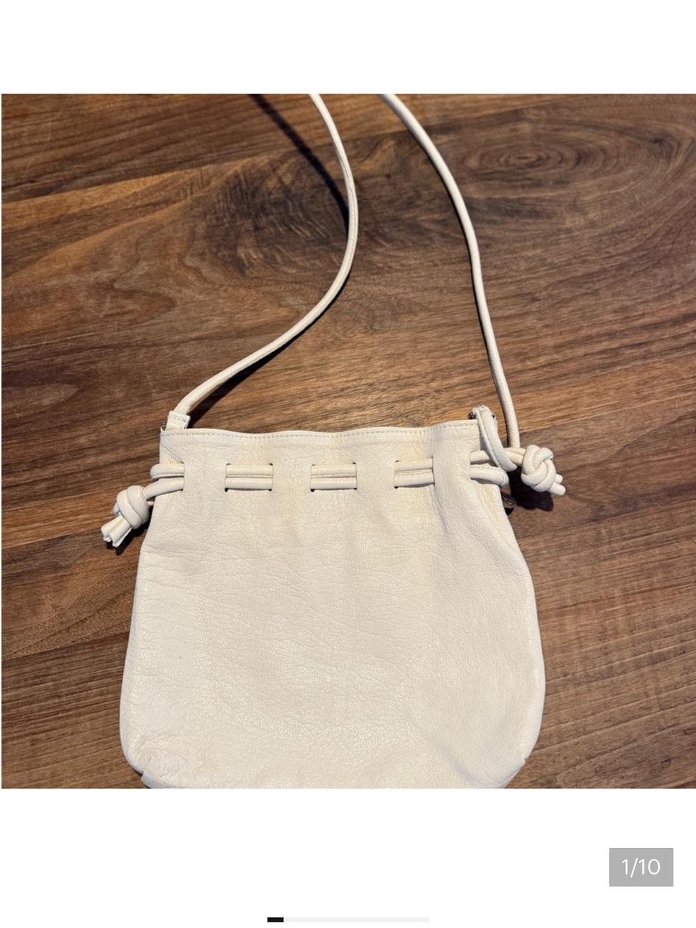 Clare V Cream Leather Drawstring Crossbody Bag